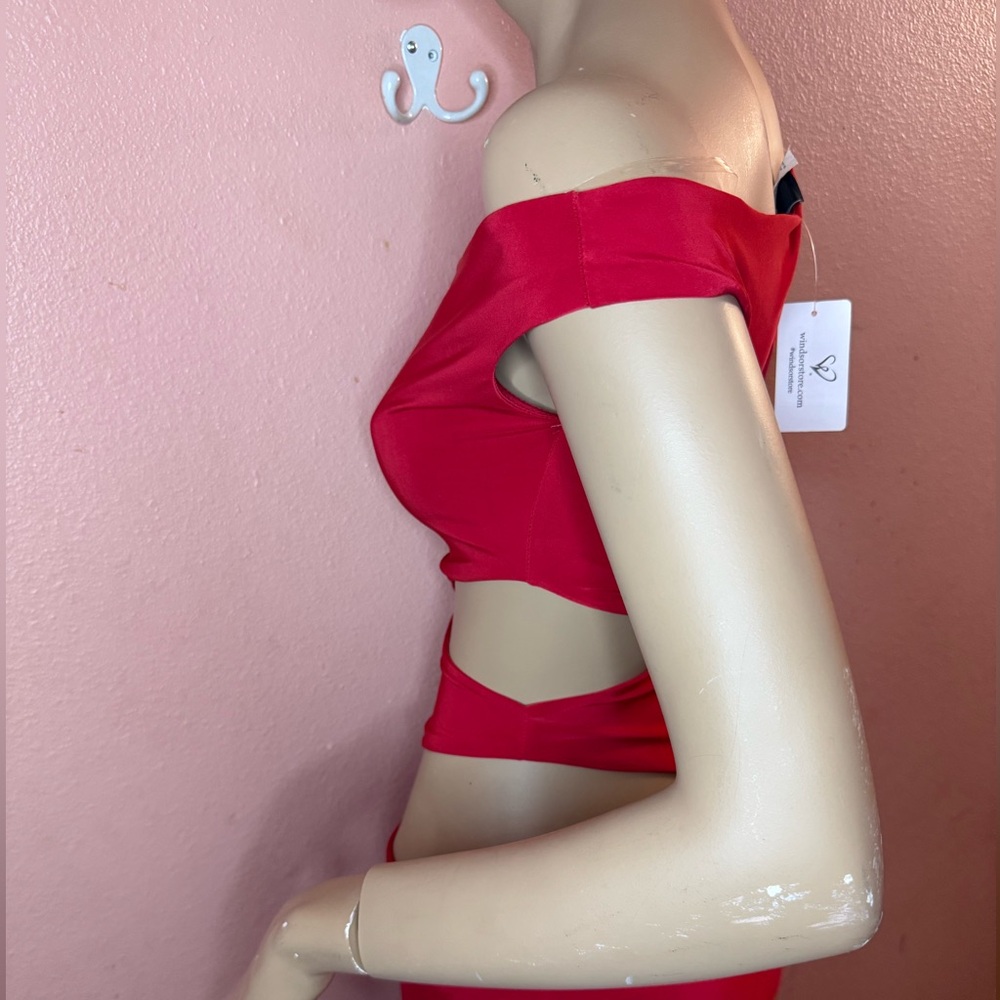 Windsor Red Cutout One-Shoulder Midi Dress – Size S (NWT) - Picture 9 of 15